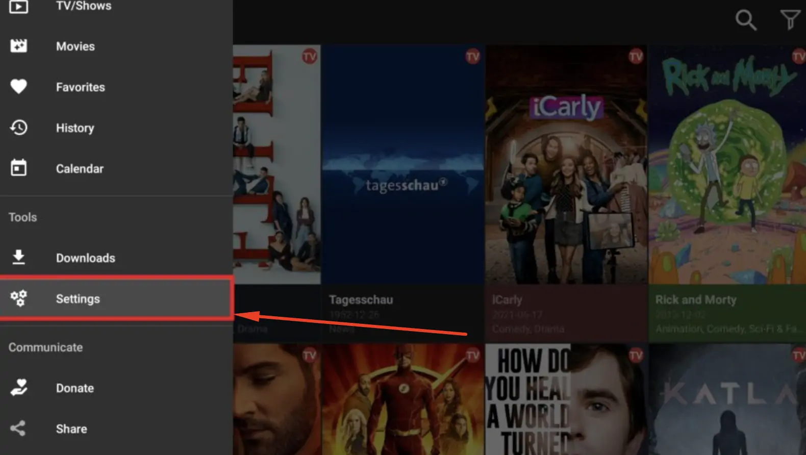 MetaTV Settings Option - Real Debrid