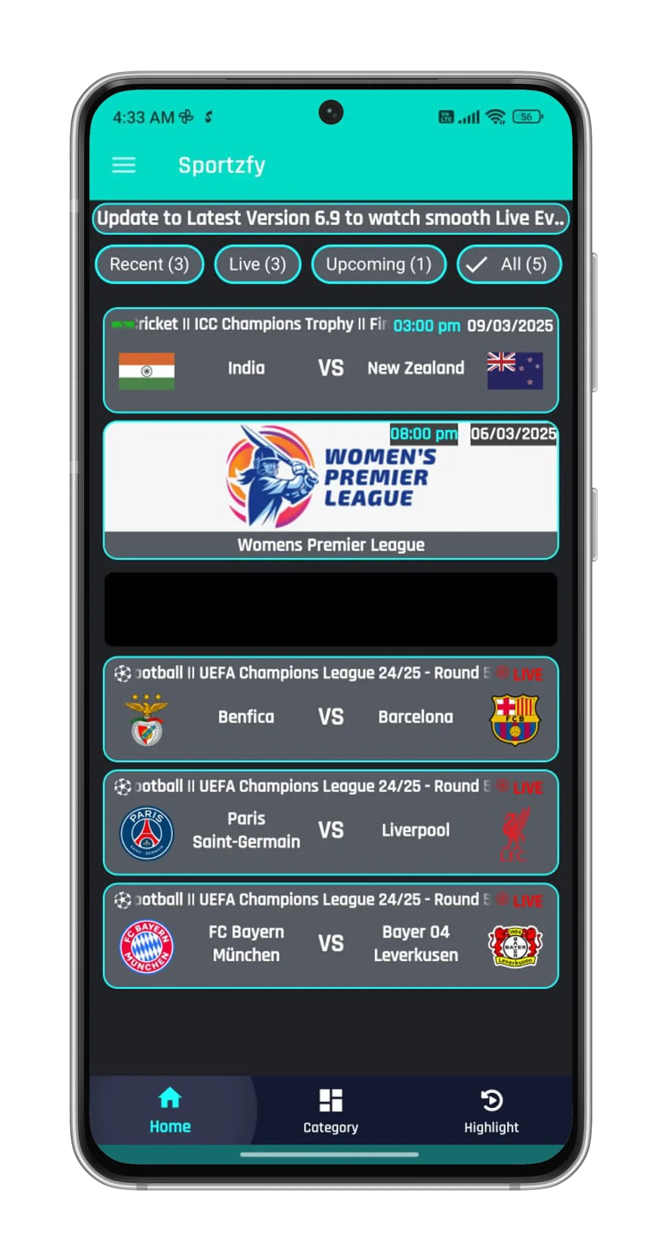 Sportzfy Apk Screenshot 1